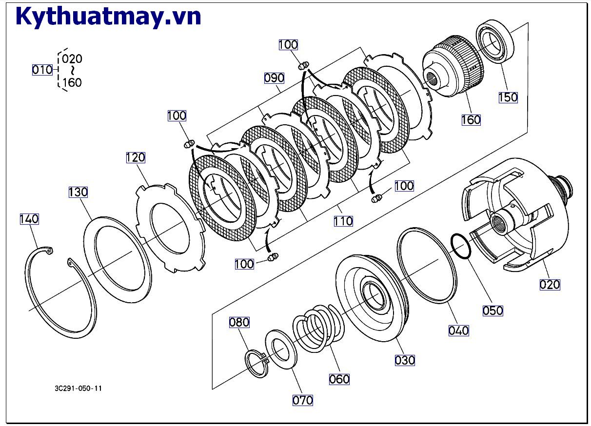 Bộ li hợp PTO( những bộ phận cấu thành ) cũ  50001 đến 81582